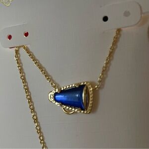 Kendra Scott Gold Cheer Necklace with Blue Pendant.New